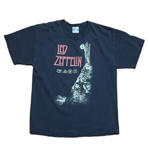 Vintage Y2K Led Zeppelin Starway To Heaven Band Tee Black T-Shirt